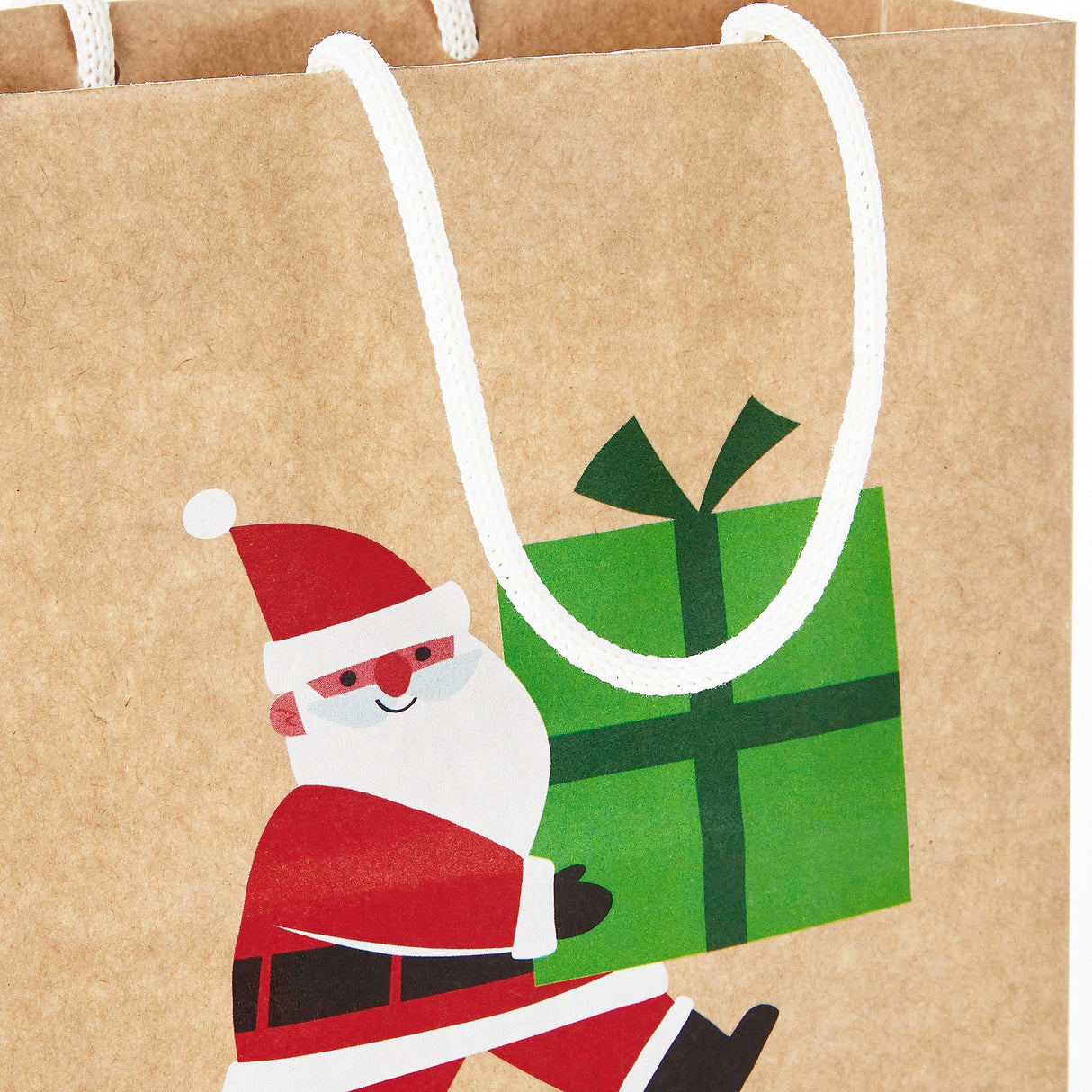 Hallmark Christmas Gift Bags for Kids (8 Bags: 3 Small 6", 3 Medium 9", 2 Large 13") Recyclable Kraft with Santa, Lights and Tree Hallmark