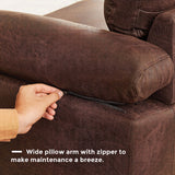 VANOMi 100" Sectional Couch for Living Room, Modern Faux Leather Modular Sectional Sofa 3-Seater Convertible Sofa with Chaise for Apartment, Right/Left-L-Shaped, Dark Brown VANOMi