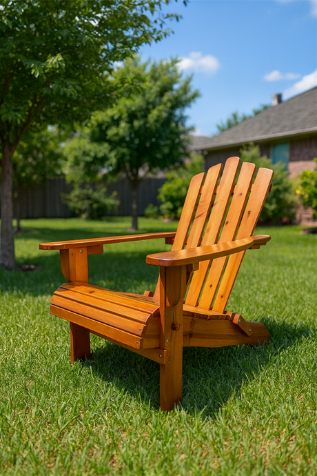 Foldable Solid Wood Adirondack Chair in Oak Finish HouseOfZazla