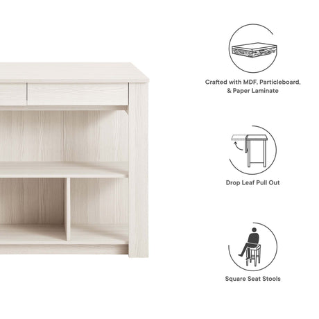 Meadowbrook 3-Piece Kitchen Island and Stool Set HouseOfZazla