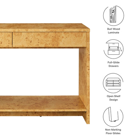 Hudson 2-Drawer Burl Wood Console Table by Modway HouseOfZazla