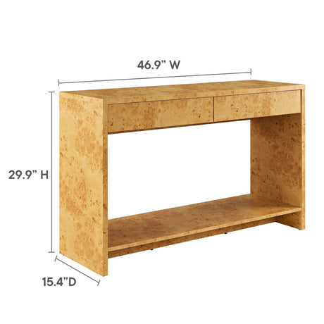 Hudson 2-Drawer Burl Wood Console Table by Modway HouseOfZazla