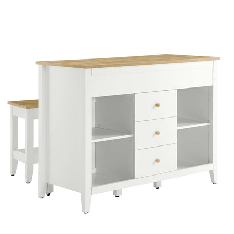 Farmstead 3-Piece Kitchen Island and Stool Set by Modway HouseOfZazla