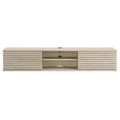 Render 70" Faux Travertine Wall-Mount Media Console TV Stand HouseOfZazla