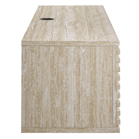 Render 70" Faux Travertine Wall-Mount Media Console TV Stand HouseOfZazla