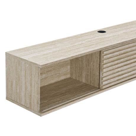 Render 70" Faux Travertine Wall-Mount Media Console TV Stand HouseOfZazla