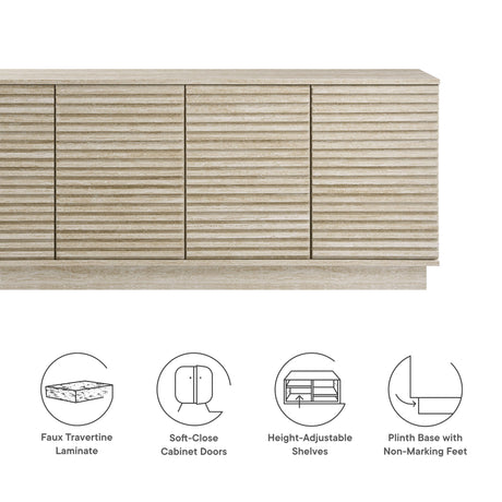 Render 70" Faux Travertine Sideboard Cabinet TV Stand by Modway HouseOfZazla