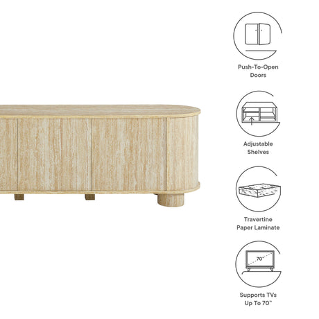Overture 63” Oval Faux Travertine TV Stand by Modway HouseOfZazla