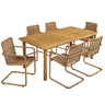 Abacus 7-Piece Rectangular Outdoor Patio Aluminum Dining Table Set with Rattan Armchairs HouseOfZazla
