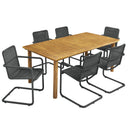 Abacus 7-Piece Rectangular Outdoor Patio Aluminum Dining Table Set with Rattan Armchairs HouseOfZazla