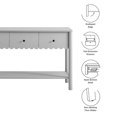 Emmeline 3-Drawer Scalloped Console Table by Modway HouseOfZazla
