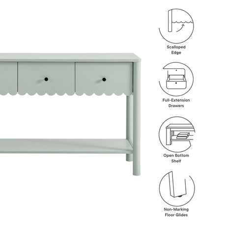 Emmeline 3-Drawer Scalloped Console Table by Modway HouseOfZazla