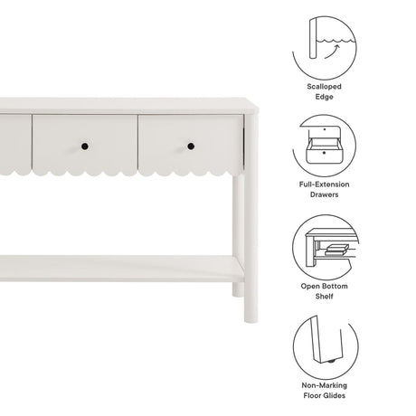 Emmeline 3-Drawer Scalloped Console Table by Modway HouseOfZazla