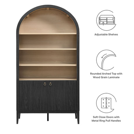 Nolan 74" Tall Wide Arched Storage Display Cabinet Bookshelf by Modway HouseOfZazla
