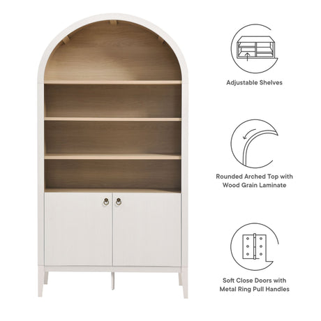 Nolan 74" Tall Wide Arched Storage Display Cabinet Bookshelf by Modway HouseOfZazla