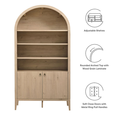 Nolan 74" Tall Wide Arched Storage Display Cabinet Bookshelf by Modway HouseOfZazla
