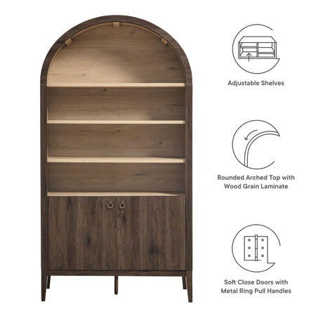 Nolan 74" Tall Wide Arched Storage Display Cabinet Bookshelf by Modway HouseOfZazla