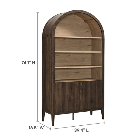 Nolan 74" Tall Wide Arched Storage Display Cabinet Bookshelf by Modway HouseOfZazla