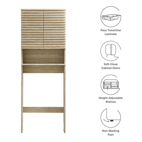Render Over the Toilet Faux Travertine Bathroom Storage Cabinet by Modway HouseOfZazla