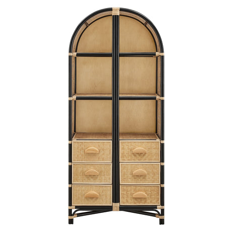 Jane 71 Inch Tall Arched Natural Rattan Bookshelf by Modway HouseOfZazla
