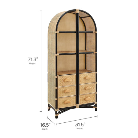 Jane 71 Inch Tall Arched Natural Rattan Bookshelf by Modway HouseOfZazla