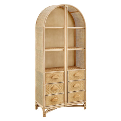 Jane 71 Inch Tall Arched Natural Rattan Bookshelf by Modway