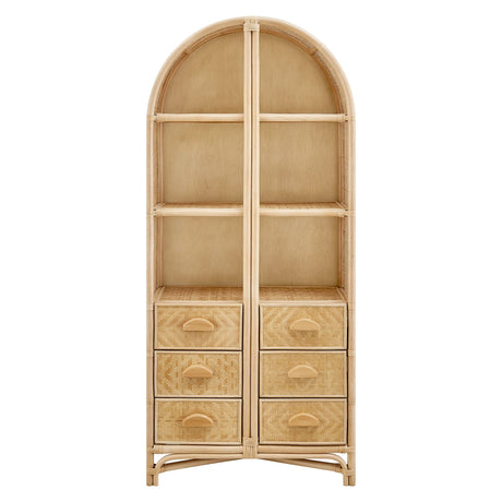 Jane 71 Inch Tall Arched Natural Rattan Bookshelf by Modway HouseOfZazla