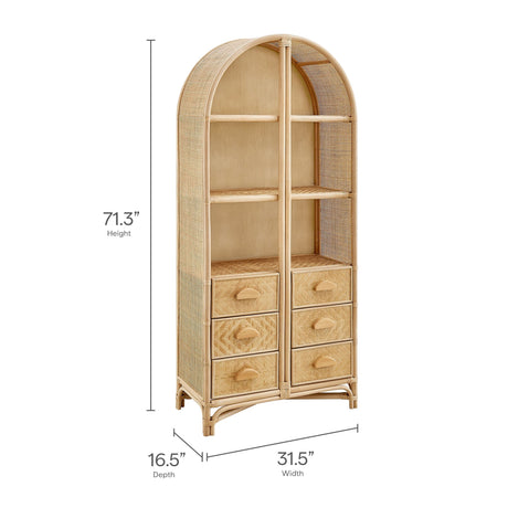 Jane 71 Inch Tall Arched Natural Rattan Bookshelf by Modway HouseOfZazla