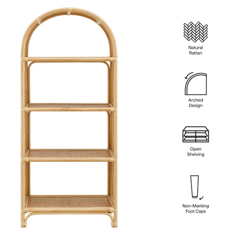Celeste 67 Inch Tall Arched Natural Rattan Bookshelf by Modway HouseOfZazla