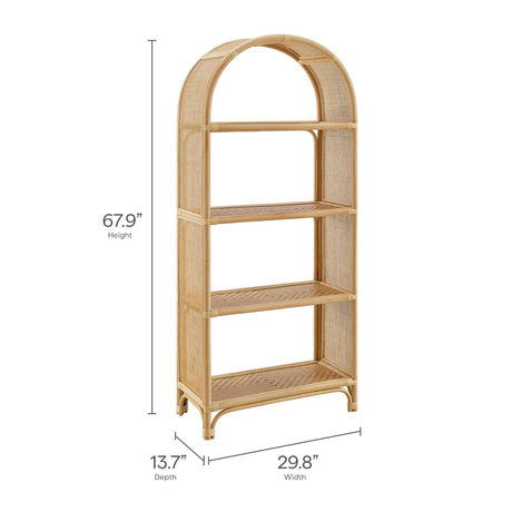Celeste 67 Inch Tall Arched Natural Rattan Bookshelf by Modway HouseOfZazla
