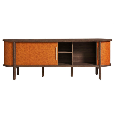 Coralie Curved 71" Vegan Leather Oval TV Stand by Modway HouseOfZazla