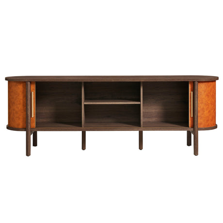 Coralie Curved 71" Vegan Leather Oval TV Stand by Modway HouseOfZazla