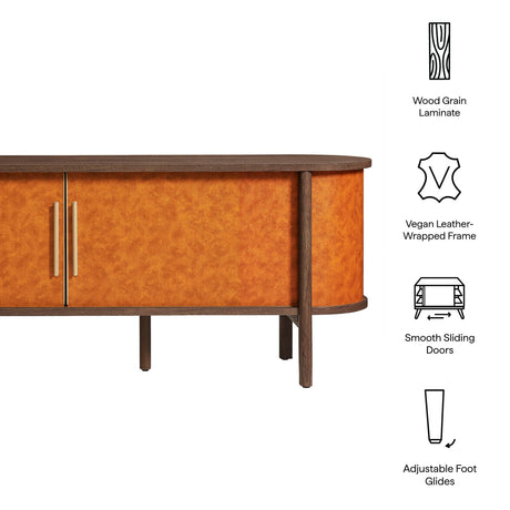 Coralie Curved 71" Vegan Leather Oval TV Stand by Modway HouseOfZazla