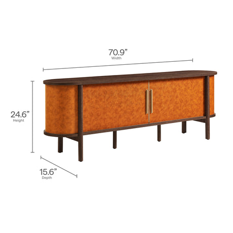 Coralie Curved 71" Vegan Leather Oval TV Stand by Modway HouseOfZazla