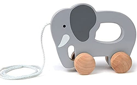 (Elephant) - Hape Elephant Wooden Push and Pull Toddler Toy,Grey Hape
