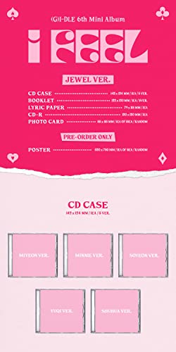 (G) I-DLE I FEEL 6th Mini Album Jewel Versoin Minnie Cover CD+Booklet+1p PhotoCard+Lyric Paper+Tracking Sealed WoodArtSupply