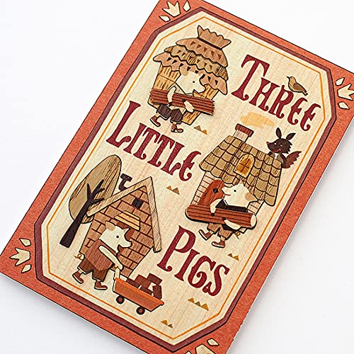 'KINOWA Wooden Art Kit Kiharie The Three Little Pigs Made in Japan KINOWA