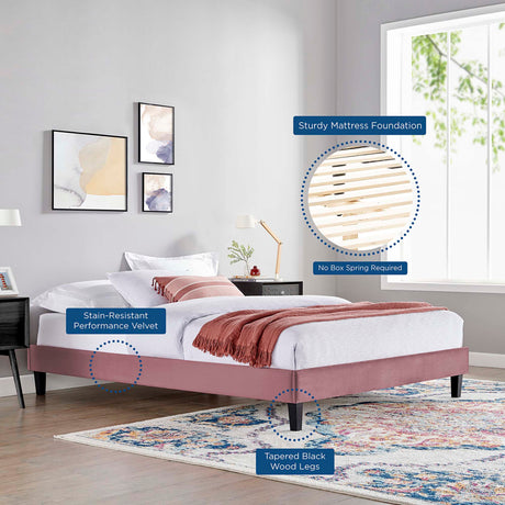 Reign Performance Velvet Twin Platform Bed Frame by Modway HouseOfZazla