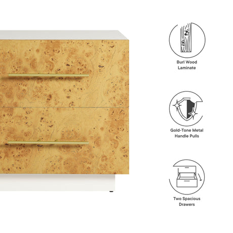 Abel 2-Drawer Burl Wood Nightstand by Modway HouseOfZazla