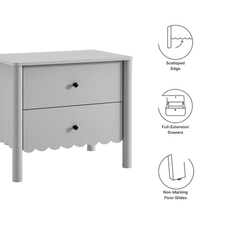 Emmeline Scalloped 2-Drawer Nightstand by Modway HouseOfZazla