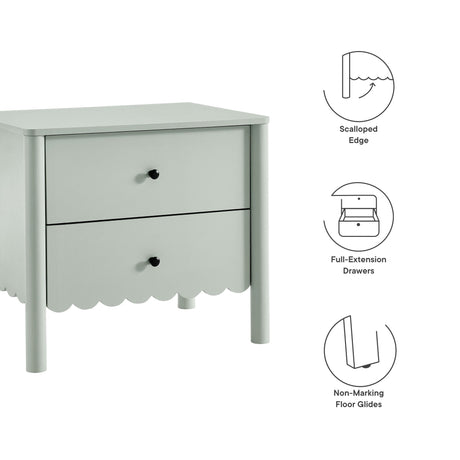 Emmeline Scalloped 2-Drawer Nightstand by Modway HouseOfZazla