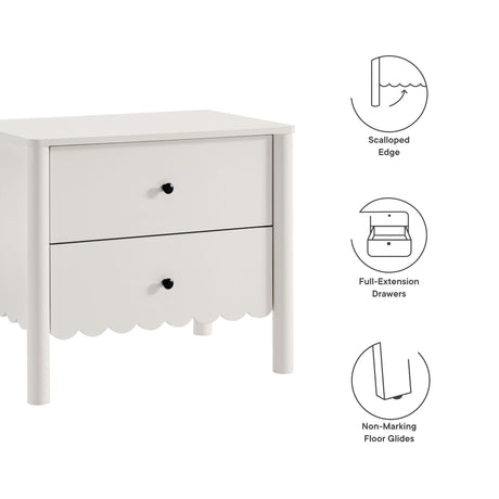 Emmeline Scalloped 2-Drawer Nightstand by Modway HouseOfZazla