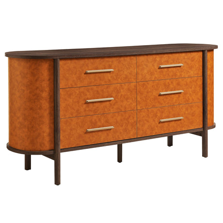 Coralie Curved 6-Drawer Vegan Leather Oval Dresser by Modway HouseOfZazla