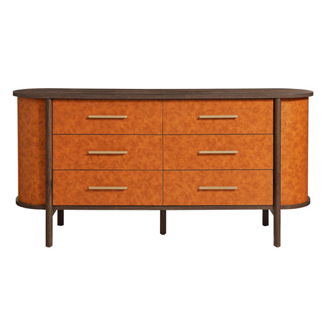 Coralie Curved 6-Drawer Vegan Leather Oval Dresser by Modway HouseOfZazla