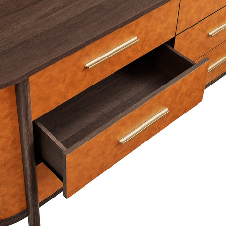 Coralie Curved 6-Drawer Vegan Leather Oval Dresser by Modway HouseOfZazla
