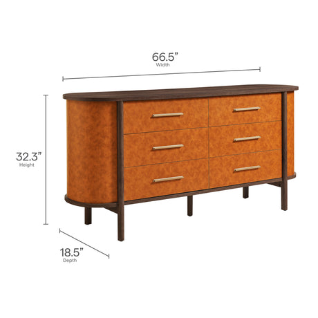 Coralie Curved 6-Drawer Vegan Leather Oval Dresser by Modway HouseOfZazla