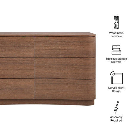 Mirae 6-Drawer Curved Dresser by Modway HouseOfZazla