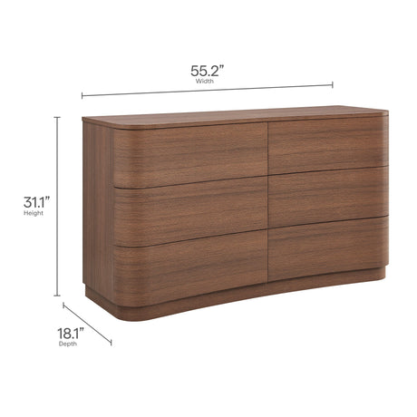 Mirae 6-Drawer Curved Dresser by Modway HouseOfZazla