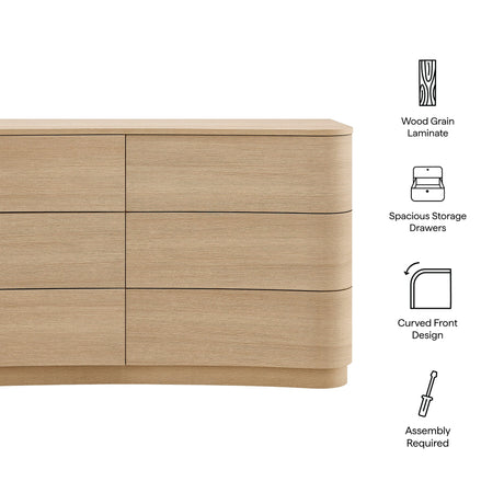 Mirae 6-Drawer Curved Dresser by Modway HouseOfZazla