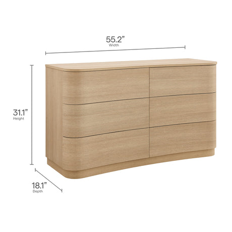 Mirae 6-Drawer Curved Dresser by Modway HouseOfZazla